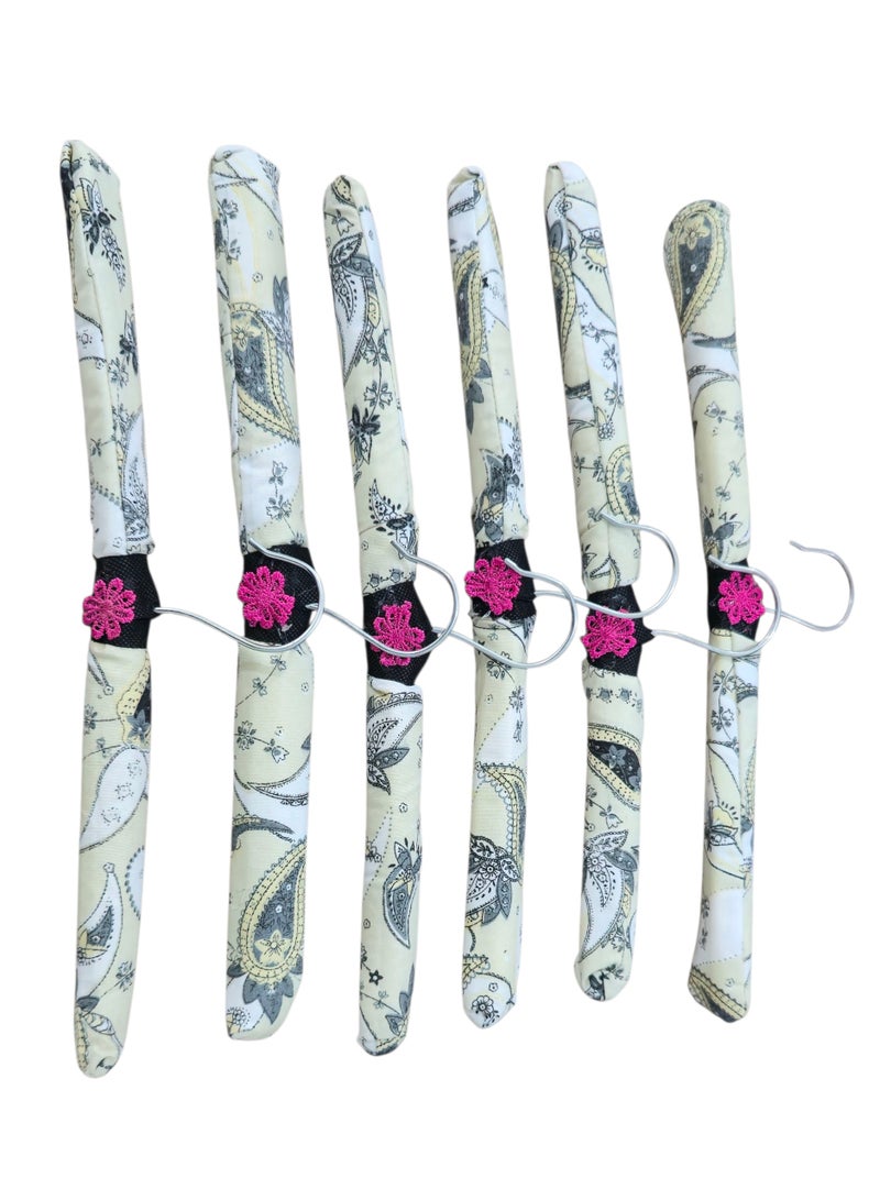6-Piece Multi-Color Satin Padded Hangers Set – Elegant Non-Slip Clothes Hangers - Image 1