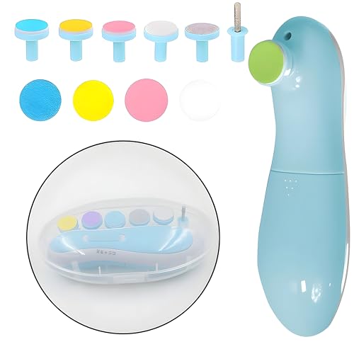 Sangpri Baby Nail Trimmer – Nail Clipper with LED Light and 6 Grinding Head for Newborns, Infants, and Toddlers – Quiet, Easy to Use, Battery Operate (Battery Not Included) (Blue) - Image 1