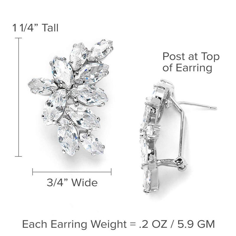 Mariell Cubic Zirconia Crystal Bridal Earrings, Marquis Shape CZ Curved Clusters, Earrings for Wedding, Bridesmaids, Homecoming, Mother of the Bride - Image 5