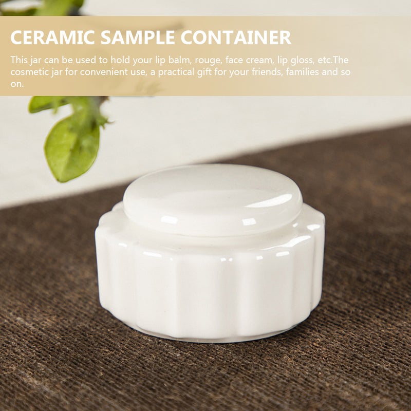 3Pcs Empty Ceramic Lip Balm Container Face Cream Jars with Lids Round Cosmetic Storage Containers - Image 4