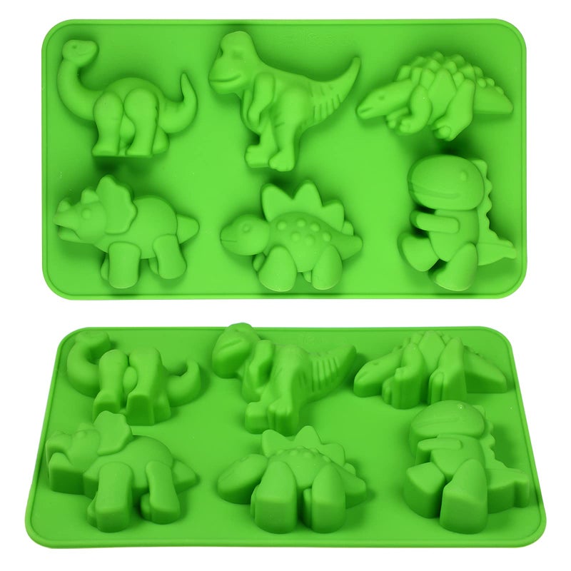 Webake Dinosaur Silicone Molds 2 Pack Cute Dinosaur Molds for Cartoon Dino Chocolate Candy Cake Decorating Handmade Soap Crayons