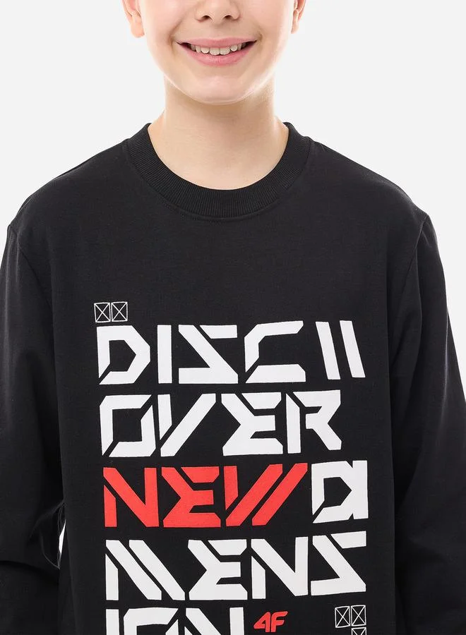 victor and jane Front Graphic Print Round Neck Sweatshirt by Styli