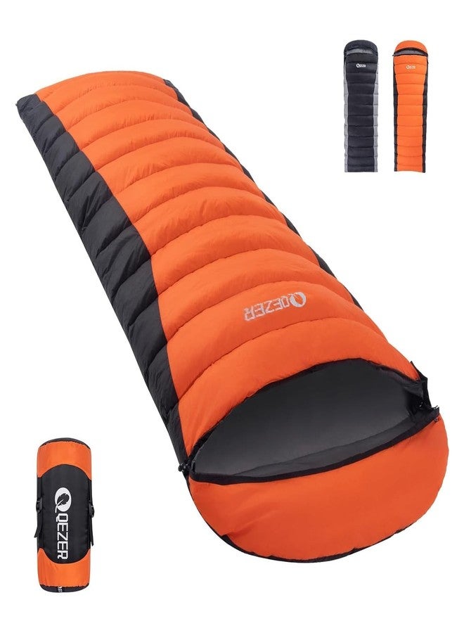 QEZER Down Sleeping Bag for Adults, 600 Fill Power for Cold Weather. Ultralight with Compression Sack, Ideal for Backpacking, Camping & Hiking - Image 1