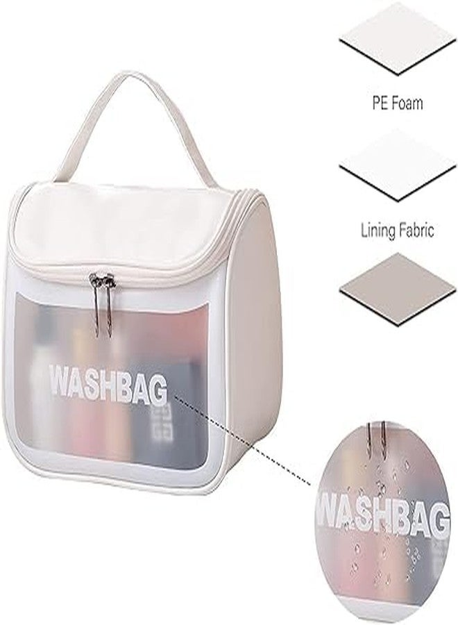 Keetly Toiletries Waterproof Cosmetic Makeup Organiser Case Carry Pouch for Women Cosmetic Makeup Pouch for Women Travel Toiletry Bag Zippered Cosmetic Bag (Medium White) - Image 3