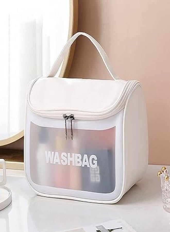 Keetly Toiletries Waterproof Cosmetic Makeup Organiser Case Carry Pouch for Women Cosmetic Makeup Pouch for Women Travel Toiletry Bag Zippered Cosmetic Bag (Medium White) - Image 2