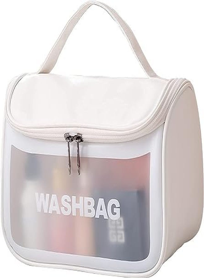 Keetly Toiletries Waterproof Cosmetic Makeup Organiser Case Carry Pouch for Women Cosmetic Makeup Pouch for Women Travel Toiletry Bag Zippered Cosmetic Bag (Medium White) - Image 1