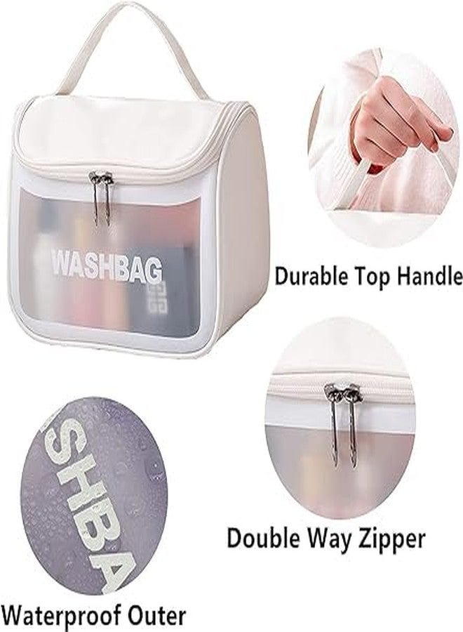 Keetly Toiletries Waterproof Cosmetic Makeup Organiser Case Carry Pouch for Women Cosmetic Makeup Pouch for Women Travel Toiletry Bag Zippered Cosmetic Bag (Medium White) - Image 4