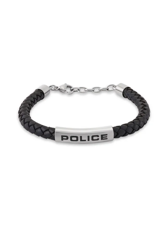 POLICE Skyfall Black Leather Bracelet for Men