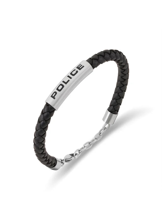 POLICE Skyfall Black Leather Bracelet for Men