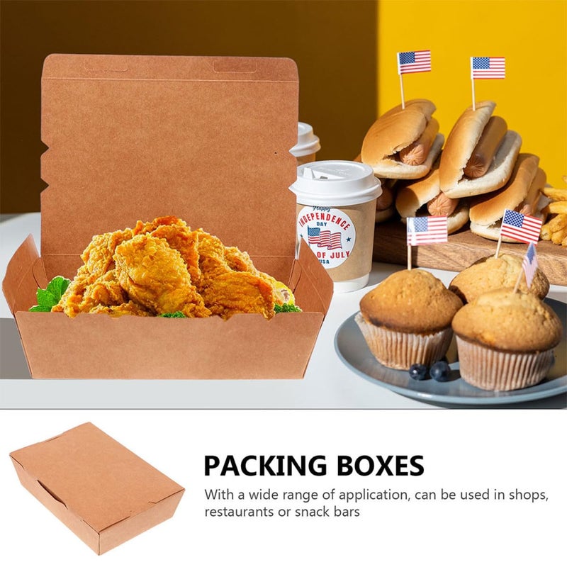 Square Kraft Paper Pizza Box 2000ml Disposable Flip Lid Takeout Containers for Fast Food Catering - Image 4