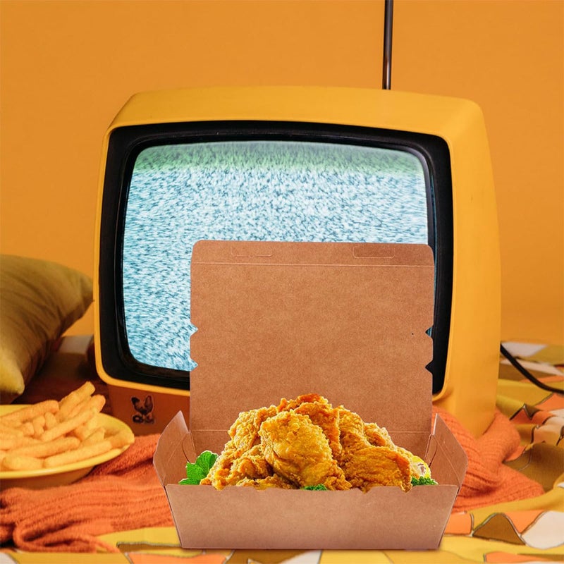 Square Kraft Paper Pizza Box 2000ml Disposable Flip Lid Takeout Containers for Fast Food Catering - Image 5