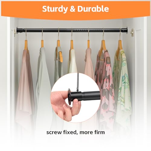 FactionGarden Closet Rods for Hanging Clothes, Heavy Duty Closet Rod 17-82 Inch Adjustable Clothes Hanging Bar Metal Shower Curtain Rods for Closet, Wardrobes, Bathroom, Windows - Image 4