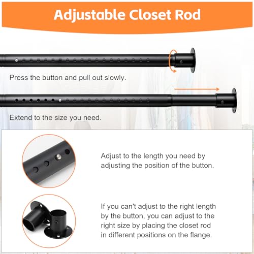 FactionGarden Closet Rods for Hanging Clothes, Heavy Duty Closet Rod 17-82 Inch Adjustable Clothes Hanging Bar Metal Shower Curtain Rods for Closet, Wardrobes, Bathroom, Windows - Image 3