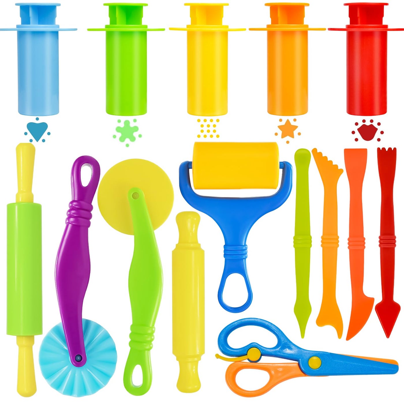 Lcy Wedshi Playdough Tool Set  15 Pcs Play Dough Tools Sets For Kids Ages 4-8  Playdough Accessories Includes Cutters Roller  Rolling Pins  Safety Scissors  Plastic Knife
