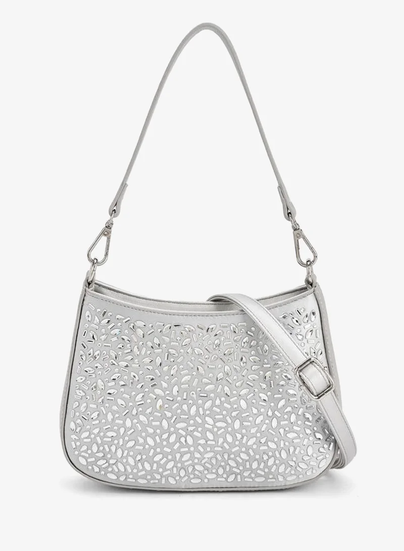 Flora Bella Embellished Shoulder Bag with Zip Closure Ramadan Collection