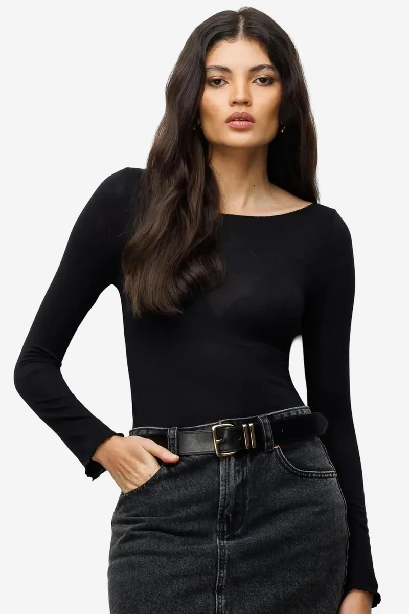 ميكسراي MIXRAY Slim Fit Boat Neck Blouse
