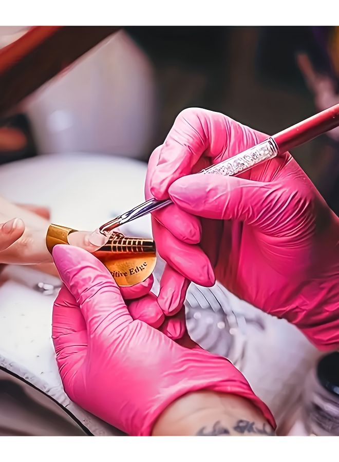 Rose Red Disposable Nitrile Gloves Box of 100 Pieces M Size Thickened for Home Cleaning Tattoos Nail Art - Image 5