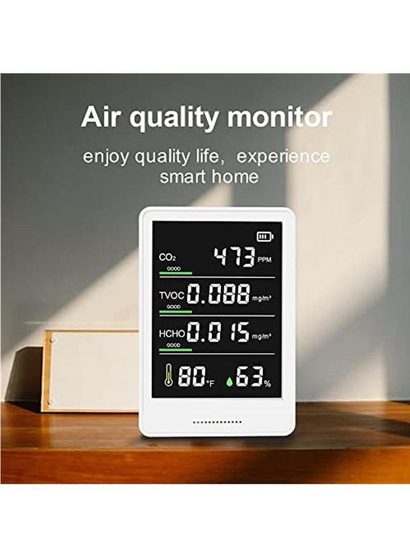 SYOSI Air Quality Monitor, CO2 Monitor, Humidity Temperature Meter, Air Quality Tester, Professional & Accurate CO2, TVOC, HCHO, Humidity & Temperature Particle Counter, for Home, Office, School - Image 4