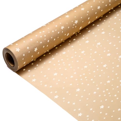 volila Brown Paper Roll 175 inch x 50 feet Stars Kraft Paper Roll for Gift Wrapping Flower Boquet Craft Supplies Brown Wrapping Paper for Moving Packing Paper - Image 3