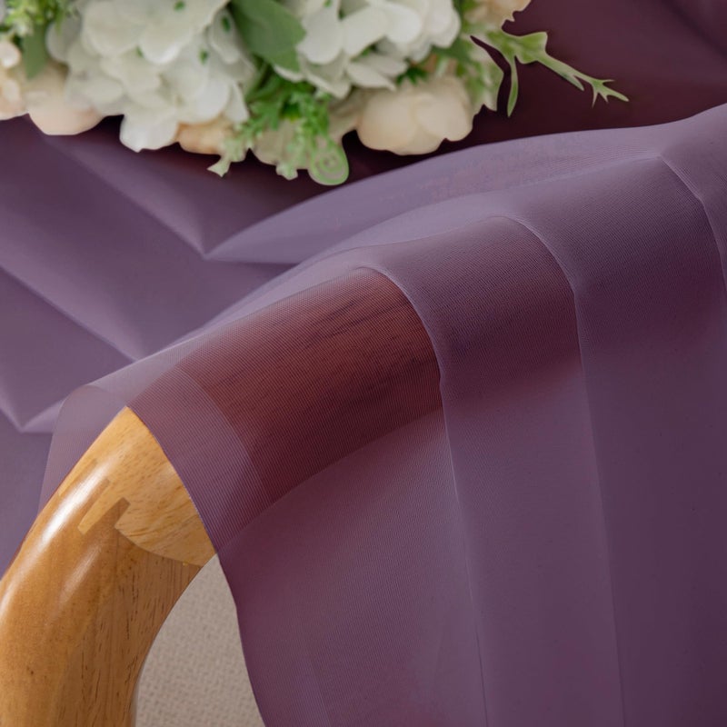 OWENIE Plum Sheer Curtains 63 Inches Long 2 Panels Set  Light Filtering Voile Fimly Sheer Curtains & Drapes for Living Room Bedroom  2pcs  Plum  Each 42"" W x 63"" L Inch - Image 5