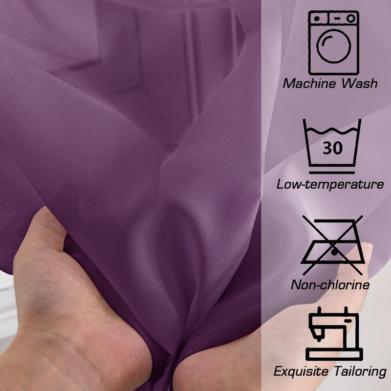 OWENIE Plum Sheer Curtains 63 Inches Long 2 Panels Set  Light Filtering Voile Fimly Sheer Curtains & Drapes for Living Room Bedroom  2pcs  Plum  Each 42"" W x 63"" L Inch - Image 3