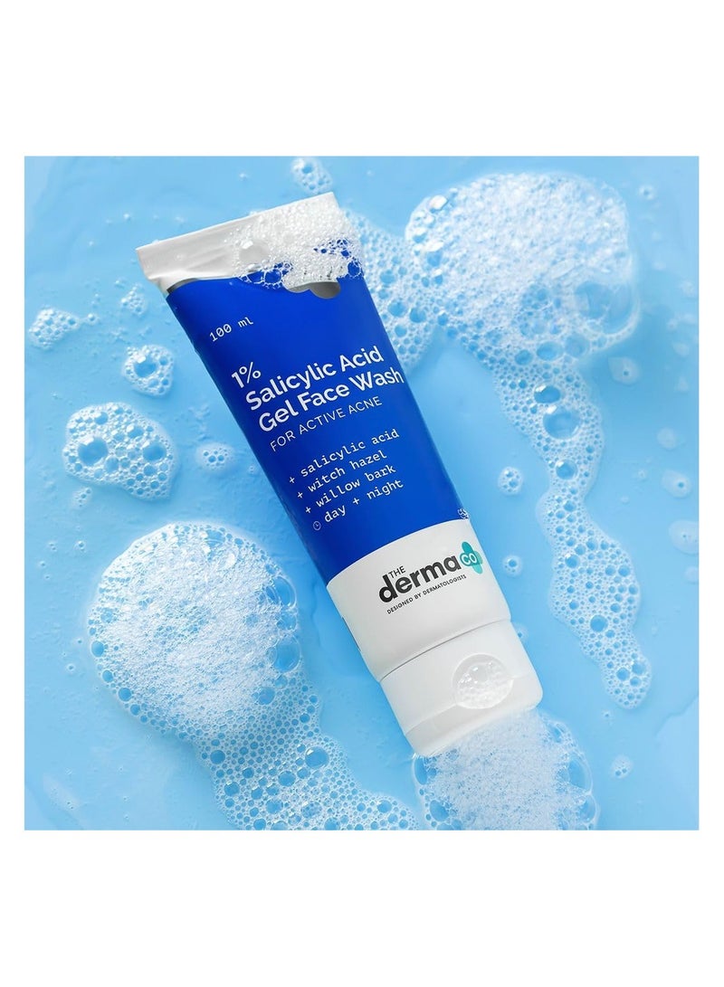 THE derma Co The Derma Co 1% Salicylic Acid Gel Face Wash With Salicylic Acid & Witch Hazel For Active Acne - 100 ml  - Image 2
