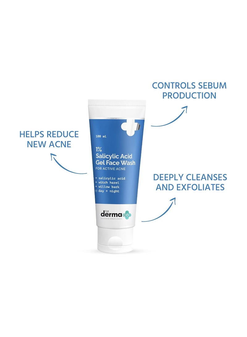 THE derma Co The Derma Co 1% Salicylic Acid Gel Face Wash With Salicylic Acid & Witch Hazel For Active Acne - 100 ml  - Image 3