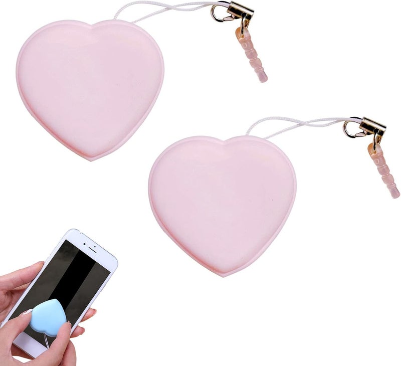 comfrt Heart-Shaped Macaron Screen Glass Cleaner - 1/2/4/6PC Mobile Phone Screen Wipes Lens Cleaner - Creative Screen Glass Cleaning Wipe Brush - Portable Keychain Key Pendant Gift (Pink-2PC) - Image 1