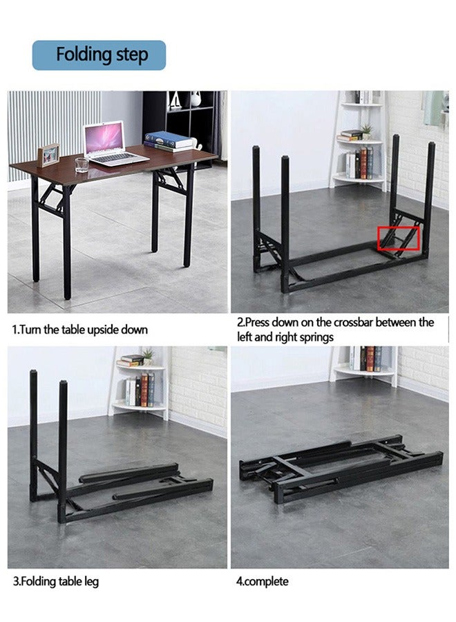 Yolu Foldable Table for Home Office,  Study Writing Desk with Adjustable Height Legs  - Image 4