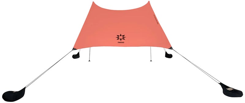 Neso Portable Beach Tent Sun Shelter with Sand Anchor - Lightweight Beach Shade Canopy - Easy Setup for Family Outings - Patented Reinforced Corners - UPF 50+ Sun Protection - 7 x 7ft - Coral - Image 1
