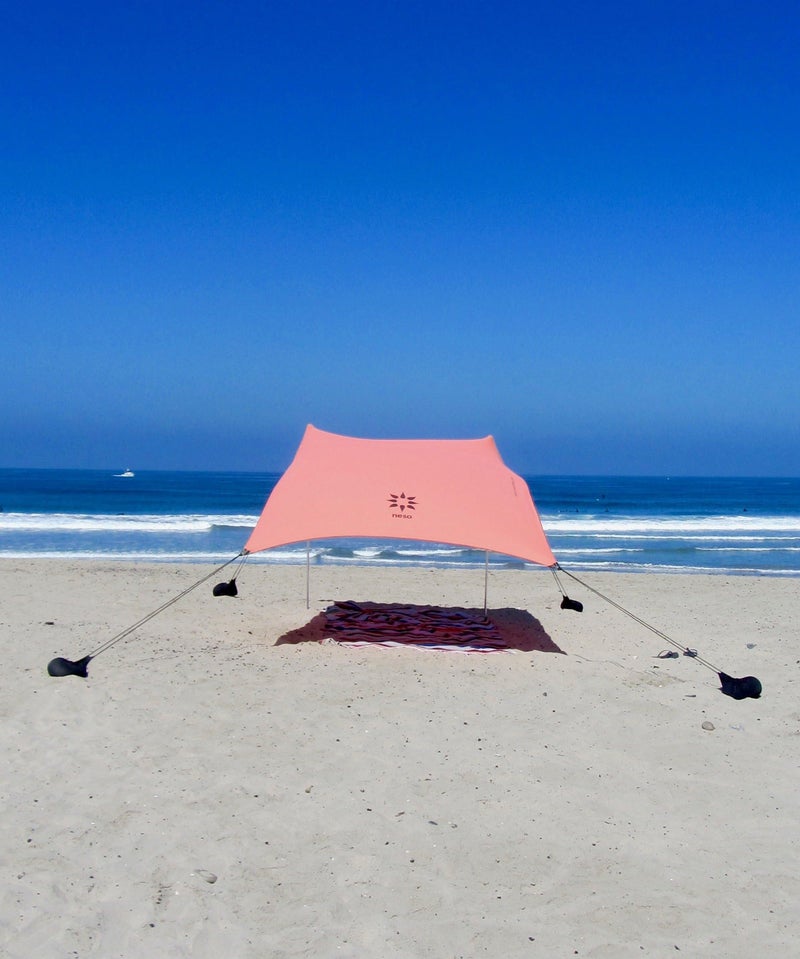 Neso Portable Beach Tent Sun Shelter with Sand Anchor - Lightweight Beach Shade Canopy - Easy Setup for Family Outings - Patented Reinforced Corners - UPF 50+ Sun Protection - 7 x 7ft - Coral - Image 2