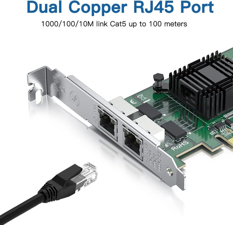 HYFIBER H!Fiber Gigabit 2 Port NIC with Intel I350 Chip, 1Gb Network Card Compare to Intel I350-T2 NIC, Dual RJ45 Ports, PCI Express 2.1 X4, Ethernet Card with Low Profile for Windows/Windows Server/Linux - Image 2