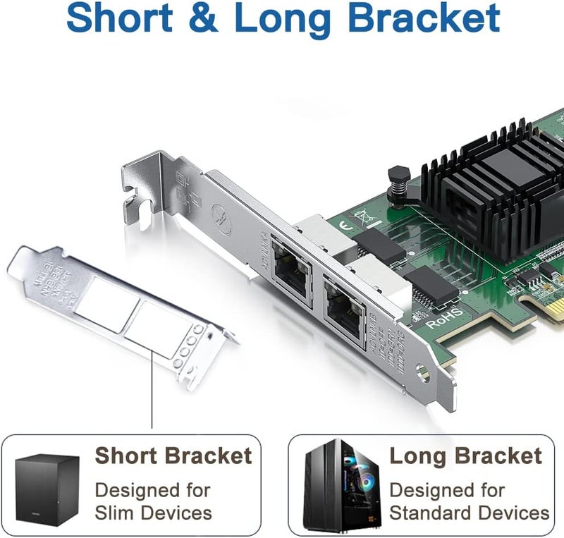 HYFIBER H!Fiber Gigabit 2 Port NIC with Intel I350 Chip, 1Gb Network Card Compare to Intel I350-T2 NIC, Dual RJ45 Ports, PCI Express 2.1 X4, Ethernet Card with Low Profile for Windows/Windows Server/Linux - Image 3
