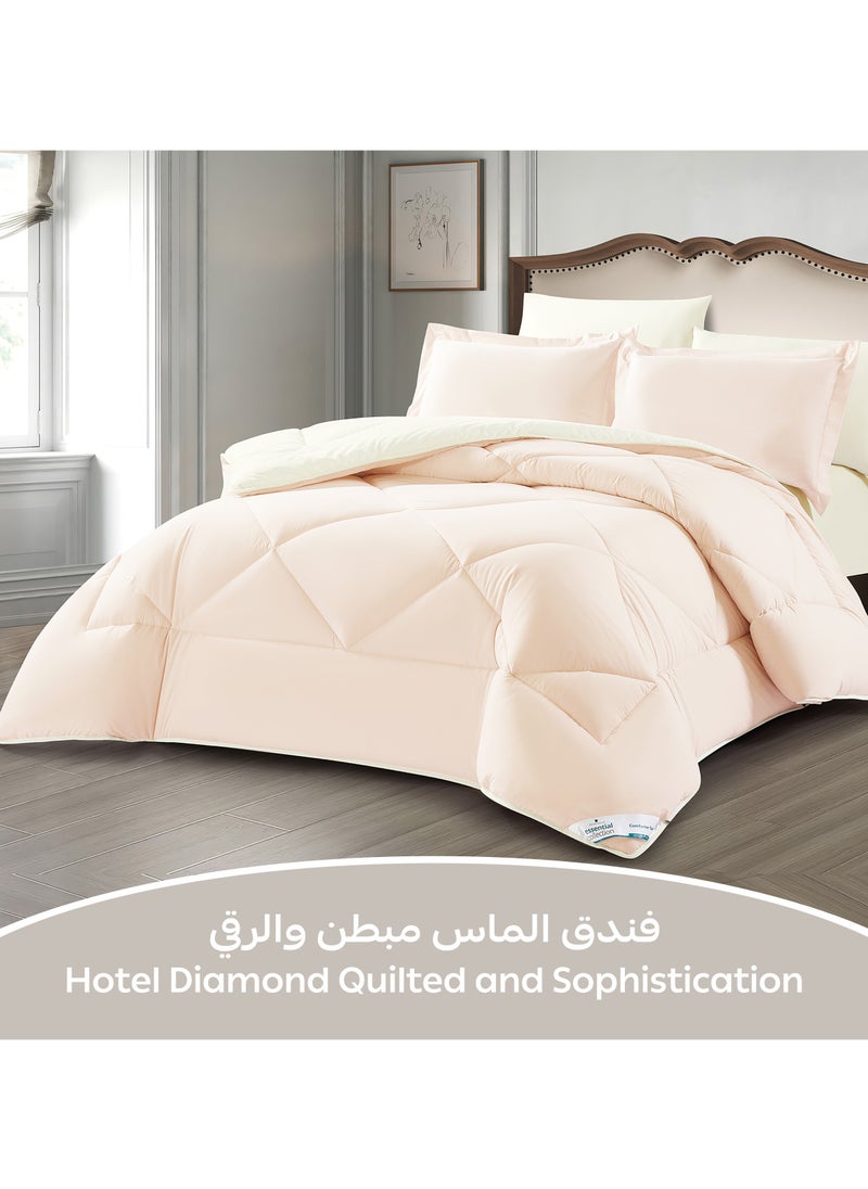 دوناتيلا طقم مفرش روزا سادة 6 قطع مقاس مزدوج 240 × 260 سم بحشوة ثابتة عاجي  - Image 2