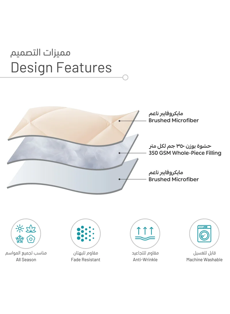 Donetella Bedding Comforter Set, King Size Fits 200x200 cm - 6-Pcs Solid Quilted Bed Set, Microfiber Fabric - 1 Comforter, 1 Fitted Sheet, 2 Pillow Shams, 2 Pillowcases