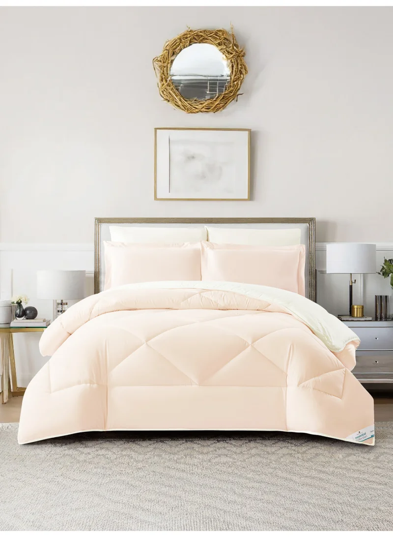 Donetella Bedding Comforter Set, King Size Fits 200x200 cm - 6-Pcs Solid Quilted Bed Set, Microfiber Fabric - 1 Comforter, 1 Fitted Sheet, 2 Pillow Shams, 2 Pillowcases