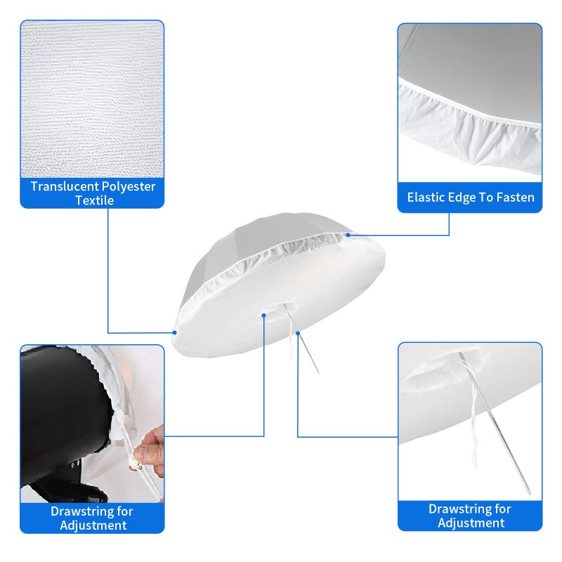 Selens Selens 65 Inch Photography Umbrella Diffuser Soft Cloth for Compatible with 65" Silver Photo Umbrella for Photo Studio Flash Speed Light (Umbrella not Included) - Image 4