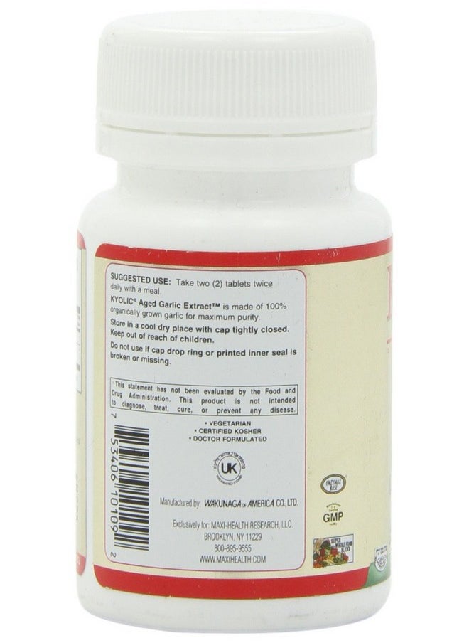 Maxi Health - Kyolic 400 Aged Garlic Extract Immune Booster 90 Extra Strength Tablets Kosher - Image 1