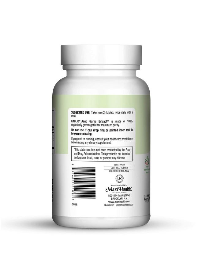 Maxi Health - Kyolic 400 Aged Garlic Extract Immune Booster 90 Extra Strength Tablets Kosher - Image 1