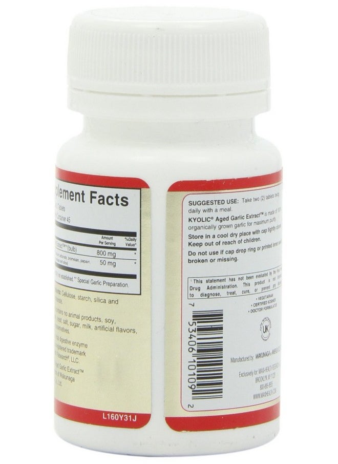 Maxi Health - Kyolic 400 Aged Garlic Extract Immune Booster 90 Extra Strength Tablets Kosher - Image 1