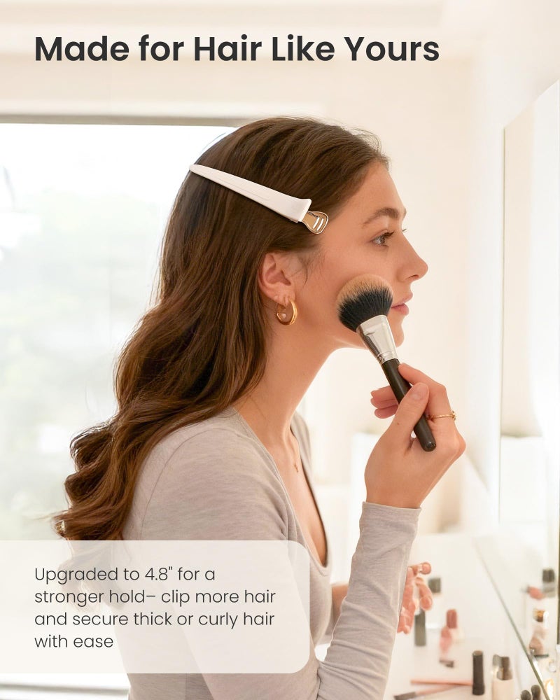 AIMIKE 4.8" Hair Clips for Styling â€“ Built-In Silicone Band Duckbill Hair Clips, No-Crease Sectioning Clips for Thick, Curly Hair, Ideal for Makeup, Hairstyling & Rollers, 6-Pack, Desert Titanium - Image 3
