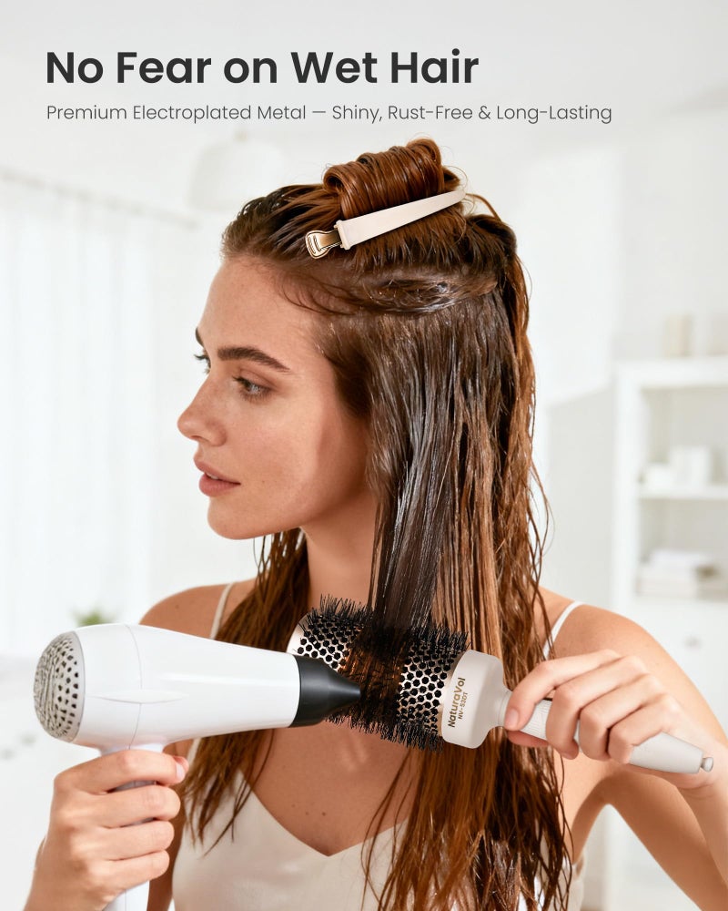 AIMIKE 4.8" Hair Clips for Styling â€“ Built-In Silicone Band Duckbill Hair Clips, No-Crease Sectioning Clips for Thick, Curly Hair, Ideal for Makeup, Hairstyling & Rollers, 6-Pack, Desert Titanium - Image 5