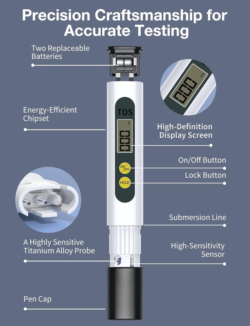 MEXYBE Tds Meter Digital Water Tester - Affordable  Reliable Water Testing Kits for Drinking Water - 0-9990ppm - 1s Get Accurate Reasult for Home, Well, Tap Water Quality Test and More! - Image 5