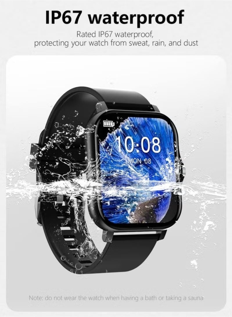 Arabest Smartwatch for Men and Women, 1.69" Screen with Heart Rate Monitor, Oximeter (SpO2), Pedometer, Sleep Monitor, IP68 Waterproof Smart Watch for Android and iOS (Black) - Image 5