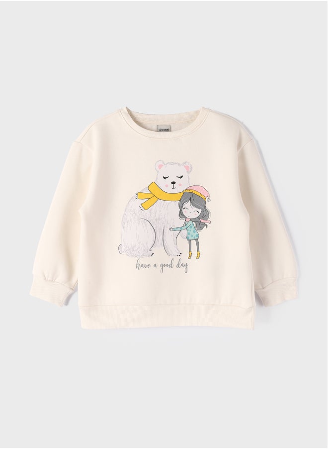 LC WAIKIKI Crew Neck Printed Long Sleeve Girl Sweatshirt  - Image 1