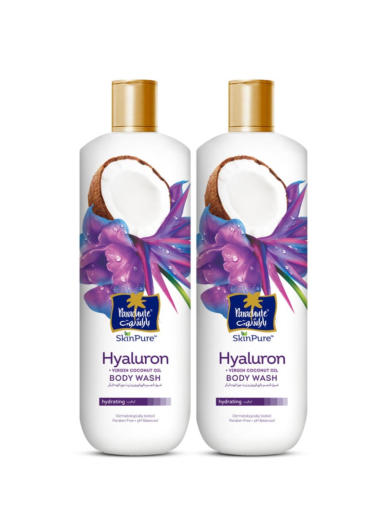 Parachute غسول الجسم النقي هالورون حزمة مزدوجة