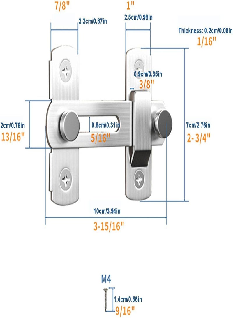 GGOOT Door Lock For Barn Door | Sturdy Stainless Steel Latch Lock Prevent Corrosions - Safety Hook Latch Privacy Lock for Fence, Gate, Sliding Door With Hardware - Image 4