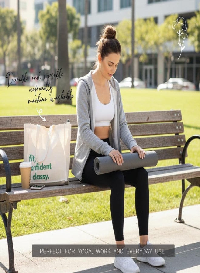 Ecotribe Heavy Duty Canvas Cotton Tote Bag, 35x45 cm, Large Capacity Shoulder Handbag for Office, Travel, Books, Laptop, Gym - FIT AND CONFIDENT - Image 5