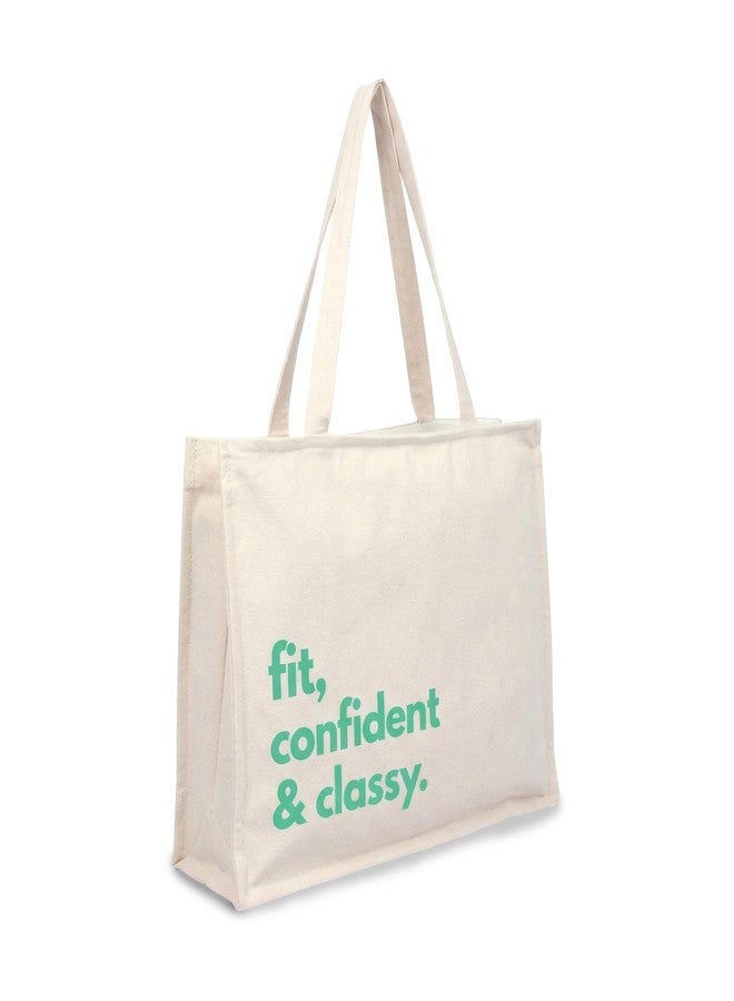 Ecotribe Heavy Duty Canvas Cotton Tote Bag, 35x45 cm, Large Capacity Shoulder Handbag for Office, Travel, Books, Laptop, Gym - FIT AND CONFIDENT - Image 1