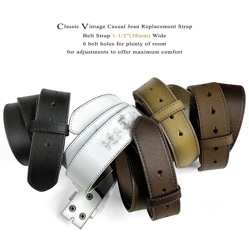 Belts.com BS57 Classic Vintage Casual Jean Replacement Belt Strap 1-1/2"(38mm) Wide (Black,(33"-35") M) - Image 5